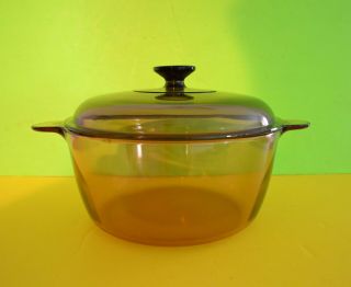 Vintage Vision Corning Cookware Amber 4.  5l Dutch Oven Stock Pot