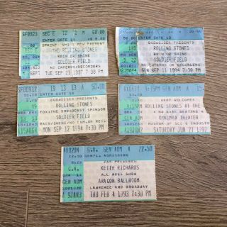 (5) The Rolling Stones Concert Ticket Stub Chicago 1997 1994 Voodoo Lounge Tour