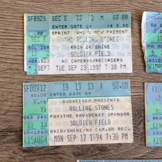 (5) THE ROLLING STONES Concert Ticket Stub Chicago 1997 1994 VOODOO LOUNGE TOUR 2