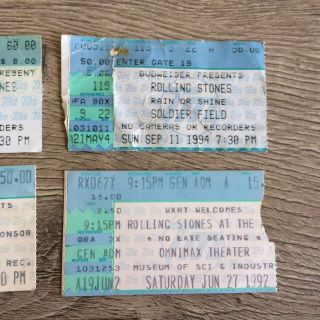 (5) THE ROLLING STONES Concert Ticket Stub Chicago 1997 1994 VOODOO LOUNGE TOUR 3