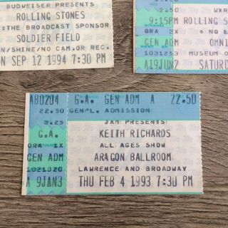 (5) THE ROLLING STONES Concert Ticket Stub Chicago 1997 1994 VOODOO LOUNGE TOUR 4