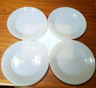 4 Vintage Fire King Oven Ware 1700 Line Ivory 9 1/8 " Dinner Plates 1940s - 50s