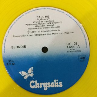 Blondie - Call Me - Giorgio Moroder - Mexican Single Yellow Vinyl No Promo