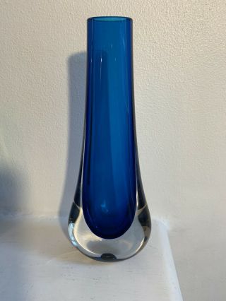Vintage Blue Whitefriars 9571 Art Glass Teardrop Bud Vase 8 " Geoffrey Baxter