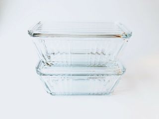 1932 Clear Ribbed Anchor Hocking Vintage Design Casserole Dish’s.  Set Of Two.