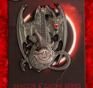 Hard Rock Cafe Pin St.  Louis Dragon & Guitar Series Hat Lapel Xl 3d