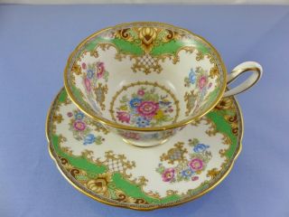 Sheraton Green 13290 Cup & Saucer Set Scalloped By Shelley England
