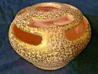 Vintage Nor - So Camark Pansy Frog Vase Hand Painted 22 Kt Pink/gold Camden Ark.