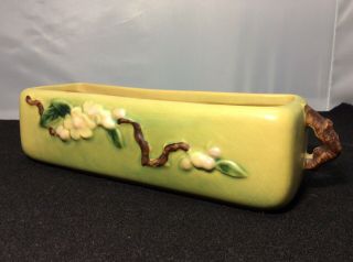 Roseville Art Pottery Green Apple Blossom Window Box Planter GUC 368 - 8 4