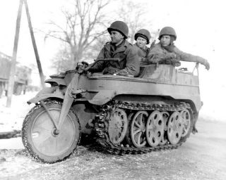 Us Soldiers Riding A Captured German Sdkfz 2 8x10 Photo Picture 2231071117