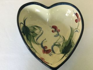 Gail Pittman Small Heart Shaped Bowl Hand Painted Grapevine