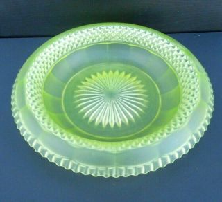 Vintage Uranium Green Pressed Glass Centrepiece Bowl - Frosted - 26.  5 Cm (10.  5 ")