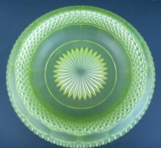Vintage uranium green pressed glass centrepiece bowl - frosted - 26.  5 cm (10.  5 