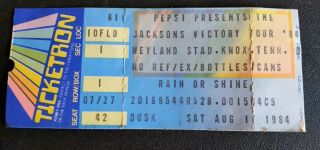 1984 Michael Jackson 5 Victory Tour Knoxville Tennessee Concert Ticket Stub