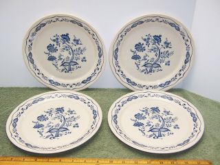 Set Of 4 Vintage Corelle Blue Onion Floral Danube 9 " Luncheon Plates