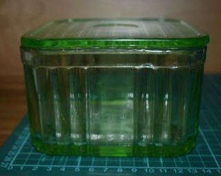 Vintage Green Glass Butter Dish With Lid