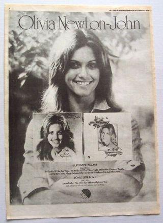 Olivia - Newton John 1974 Poster Advert First Impressions Long Live Love