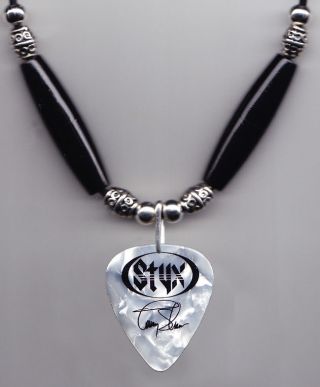 Styx Tommy Shaw Signature White Pearl Guitar Pick Necklace - 2014 Tour
