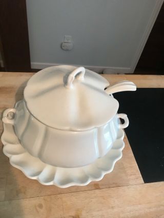 California Pottery Vintage Soup Tureen With Ladle And Platter.  Model H16,