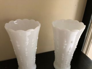 Set of 2 Vintage White Milk Glass Vases Wedding Florist 5 