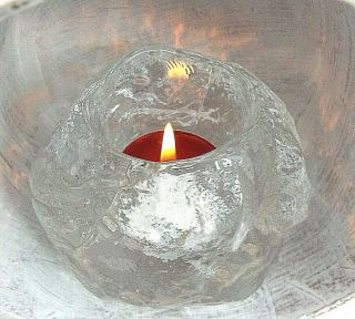 Large Chunky Glass Tea Light Holder By Kosta Boda Catalogued As " Snowball "