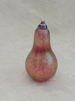 Heron Glass Cranberry Hand Crafted Pear - Gift Box - Made In Uk