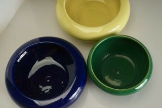 (3) Medalta Medicine Hat Art Pottery Bowls Alberta Canada Green Yellow Blue
