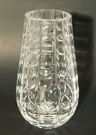 Vtg.  Waterford Lead Crystal Tralee Horizontal Cut Round Tapered Vase 7 "