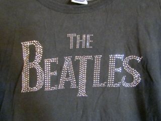 The Beatles T - Shirt Women Baby Doll Cut With Studs Logo Licensed 16w Bling