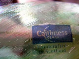 Caithness Crystal Scotland Art Glass 2 Green Gold Swirl Candle Holders P,  P 5