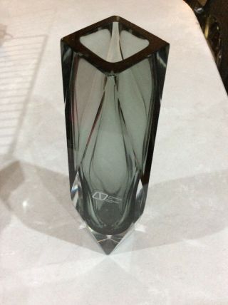 Vintage,  Retro V.  Mason & Co Murano Glass Vase,  Charcoal Grey & Clear