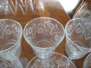 Set of 4 Vintage ROCK SHARPE Etch 3005 - 2 Crystal Water Goblet Wine Glass LIBBEY 2