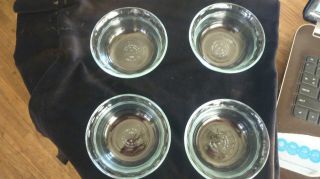 4 Vintage Pyrex Glass Custard Cups Bowls Ramekin 3 Rings Scallop Edge 10oz 464