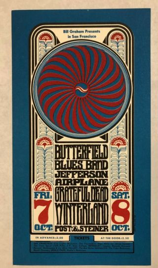 Bill Graham 1966 Winterland Postcard - Bg 30 - Grateful Dead,  Jefferson Airplane