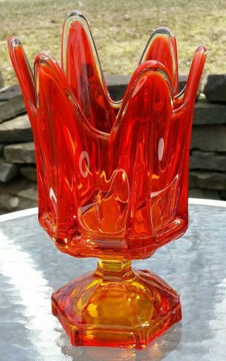 Amberina Viking Glass Vintage Mid Century Modern Art Stretch Swung Vase Dish