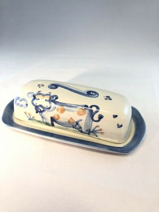 M.  A.  Hadley Signed Vintage Cow Butter Dish & Cover Lid M A Ma B9