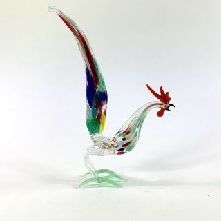 Cockerel/rooster Murano Art Glass,  7.  5 " Tall