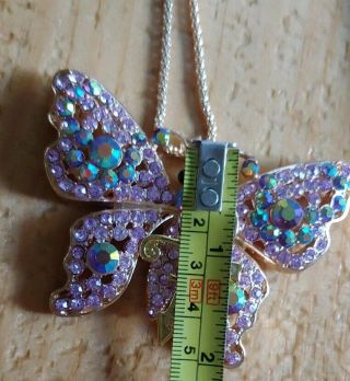 Prince Rogers Nelson Purple Large Crystal Love Symbol Butterfly Necklace 4