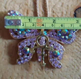 Prince Rogers Nelson Purple Large Crystal Love Symbol Butterfly Necklace 5