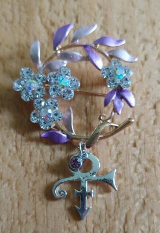 Prince Rogers Nelson Purple Rain Crystal Love Symbol Brooch / Pin 2