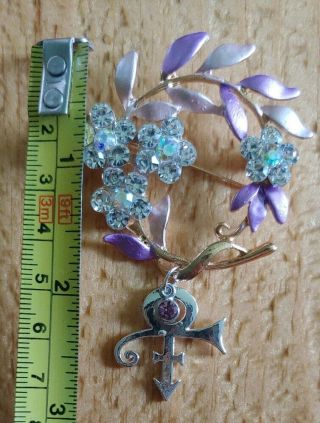 Prince Rogers Nelson Purple Rain Crystal Love Symbol Brooch / Pin 5