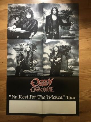 Ozzy Osbourne 1988 No Rest For The Wicked Lg Promo Poster Iron Maiden Motorhead