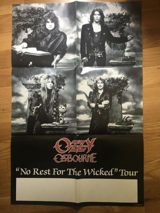 OZZY OSBOURNE 1988 NO REST FOR THE WICKED LG PROMO POSTER iron maiden motorhead 4