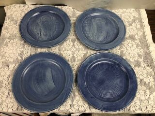 4 - Pfaltzgraff Stonewash Blue Dinner Plates - 11 1/8 Inches