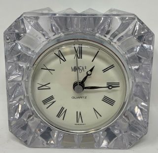 Vintage Mikasa Crystal Glass Quartz Small Table Clock Austria