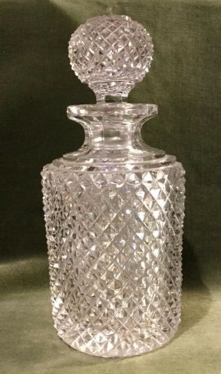 Small Antique Hobnail And Diamond - Point Cut Glass Decanter