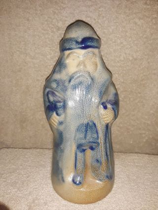 Vintage Bbp Beaumont Brothers Blue Pottery Salt Glazed Santa 1994 8.  5 "