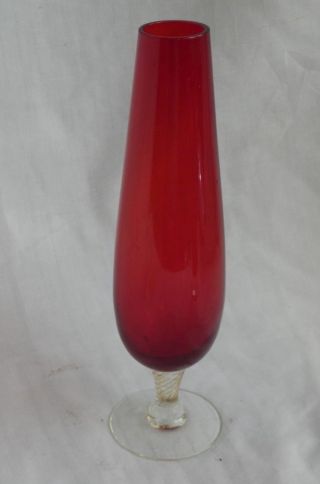 Vintage Empoli Red Art Glass Vase 1359