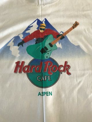 Hard Rock Cafe Aspen T - Shirt White With Mountains And Skier Scene Men 