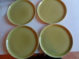 Set Of 4 10 " Russel Wright Steubenville Chartreuse Dinner Plates